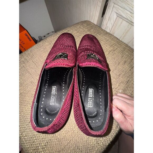Stacy Adams SWAGGER 
Studded Slip On velvet loafer Burgundy Size 8.5 - Picture 15 of 16